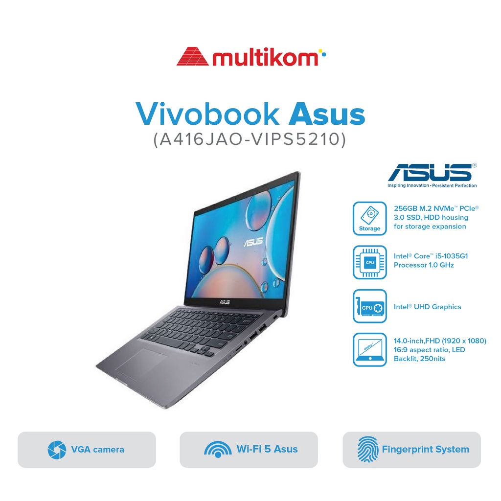ASUS A416JAO-VIPS5210 i5-1035G1 4GB 256GB+HOUSING 14"FHD W11 GREY