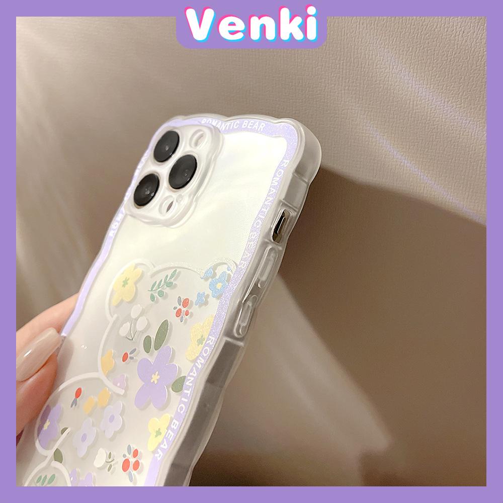 iPhone Case Silicone Soft Case Clear Case Wave Non-Slip Shockproof Camera Full Coverage Protection Purple Flower Bear For iPhone 13 Pro Max iPhone 12 Pro Max iPhone 11 iPhone 7Plus