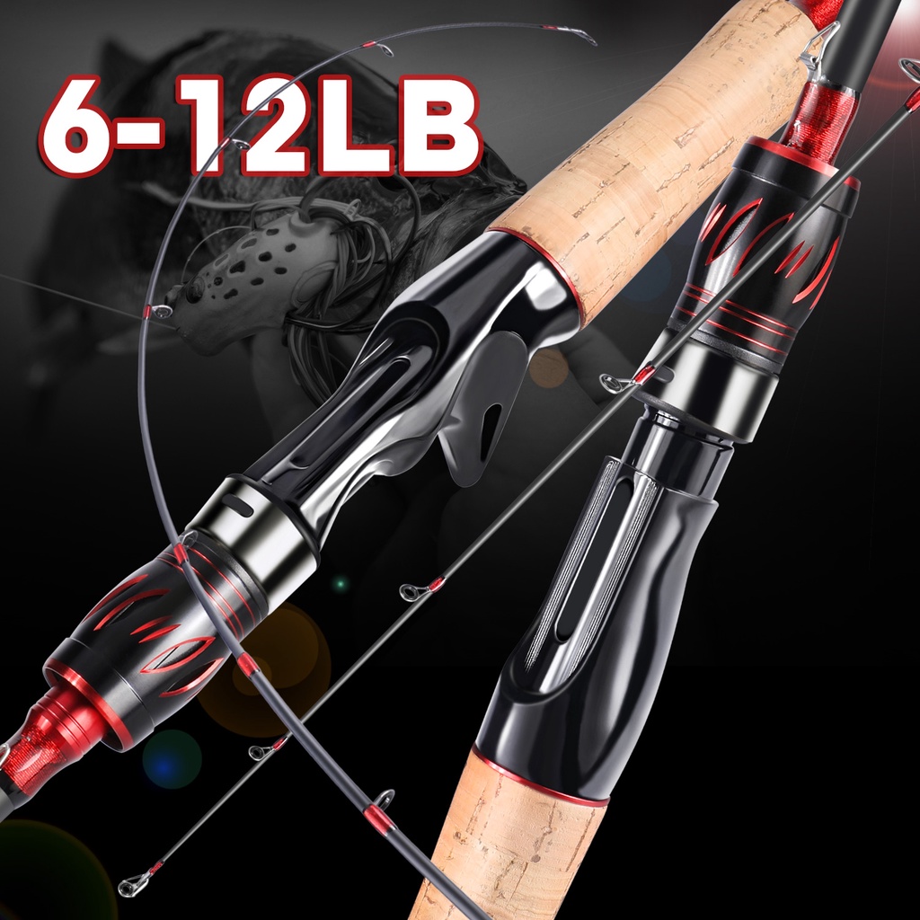 Serat Karbon Spinning Casting Spinning Rod M Power Light 2 Bagian 1.65 m Eva Menangani Baitcasting Fishing Rod 6-12LB untuk Air Asin Sungai Air Tawar Danau Memancing Ikan Mas