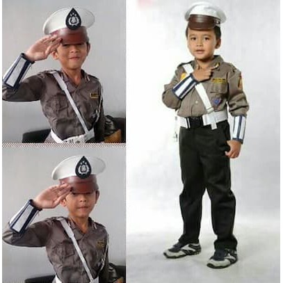 Baju polisi anak setelan komplit / seragam polisi anak