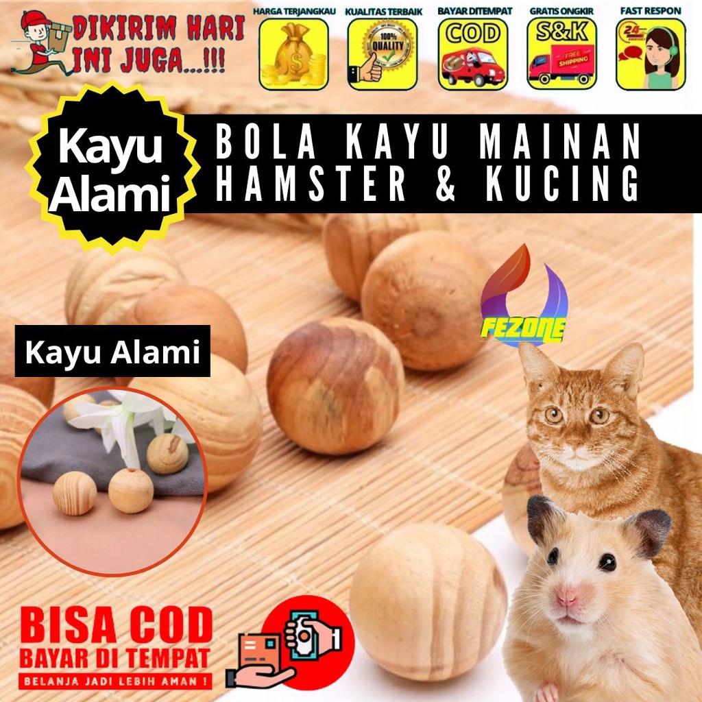 Bola Kayu Mainan Hamster dan Kucing dan Penghilang Bau Kandang Kayu Alami Wangi Untuk Mengusir Kecoa dan Serangga Kecil FEZONE