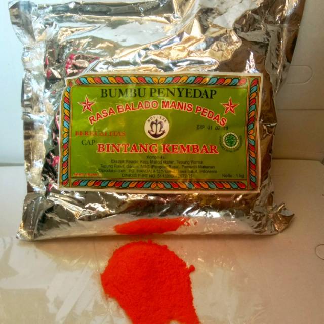 

Bumbu Tabur Penyedap Bintang Kembar Rasa balado Manis Pedas 1kg