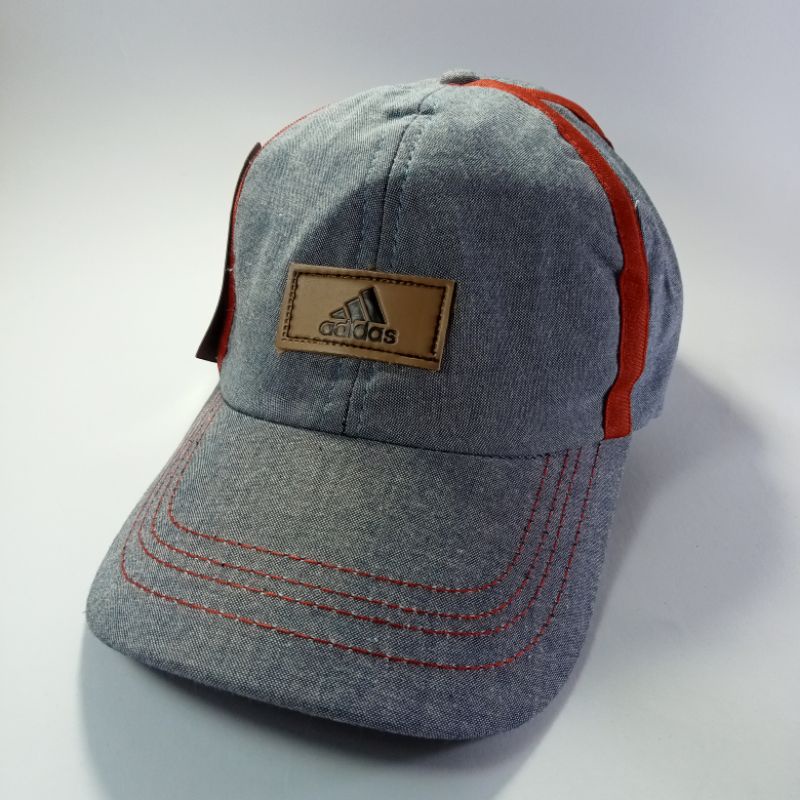 topi baseball Adidas biru garis merah