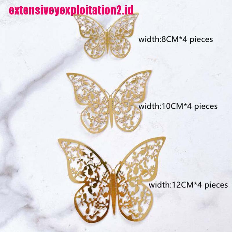 &lt; E2id &amp; &gt; 12Pcs Hiasan Kupu-Kupu Bahan Metal Untuk Dekorasi Kue Pernikahan
