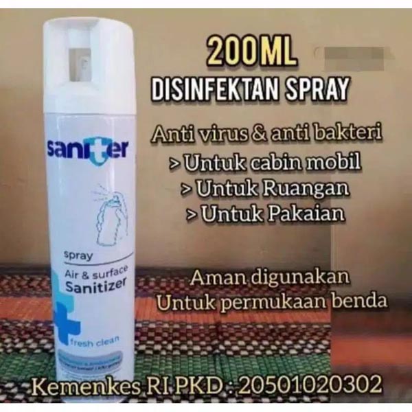 [LUAR PULAU WAJIB KARGO] [200ML] [BPOM] Saniter Air Sanitizer Aerosol 200ml | Spray Antiseptik &amp; Disinfektan Ruangan Anti Bakteri_Cerianti