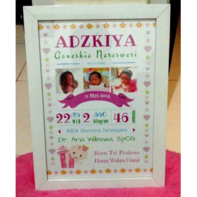 Frame foto biodata bayi lahir