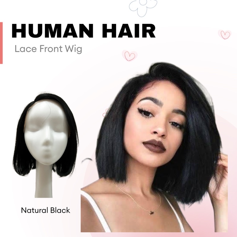 LACE FRONT WIG AKEMI 100% HUMAN HAIR RAMBUT ASLI - BOB 30cm BELAHAN SAMPING [ rambut palsu wanita de