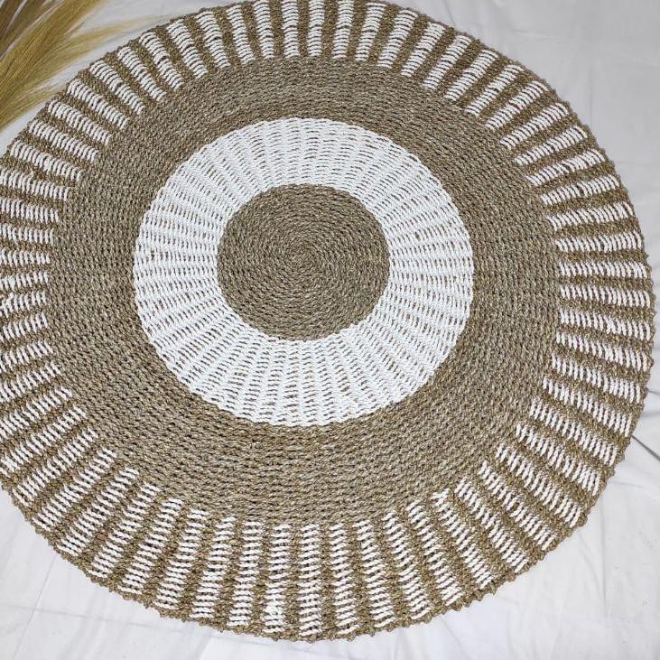 Siap Kirim.. Rug Seagrass Karpet Anyaman Rug 120cm Karpet Rotan Rug Rotan Karpet Rustic Karpet Bulat