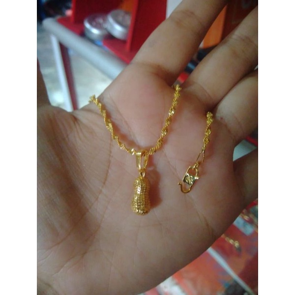 kalung pelintir kacang anak dan dewasa lapis emas 24k