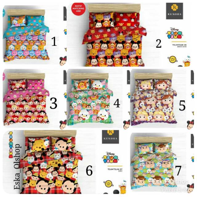 ESKA-BED COVER SET KENDRA MOTIF TSUMTSUM UKURAN 180X200/KING