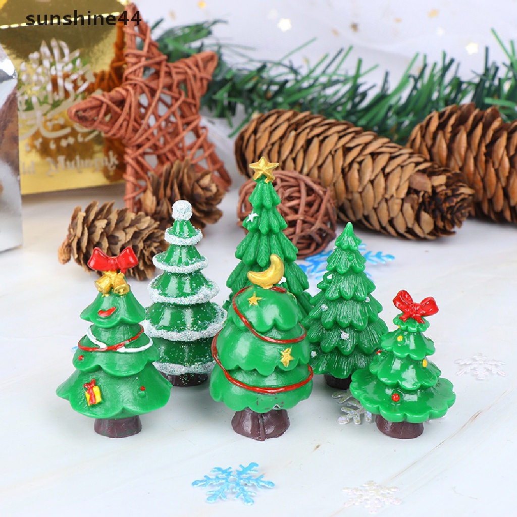 Sunshine Miniatur Pohon Natal Bahan Resin Untuk Dekorasi Taman Peri