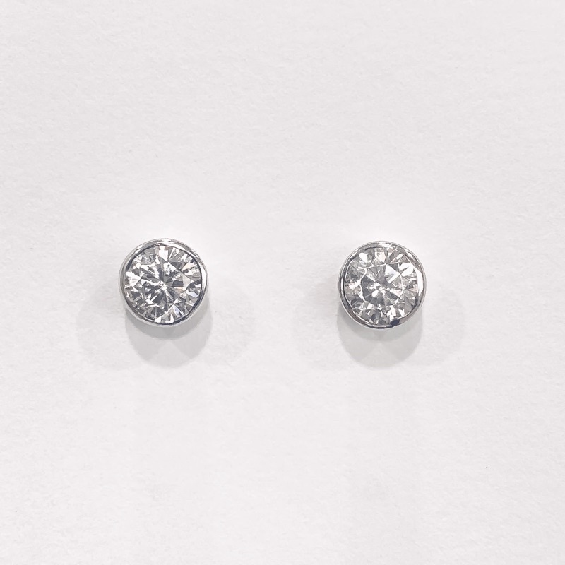Round frame stud 0.5 carat Earring anting berlian Lab grown diamond roku platina950