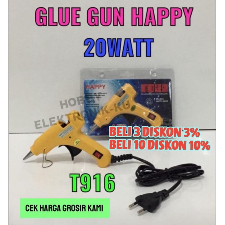 TOOLS GLUE GUN / LEM TEMBAK KUNING 20W HAPPY