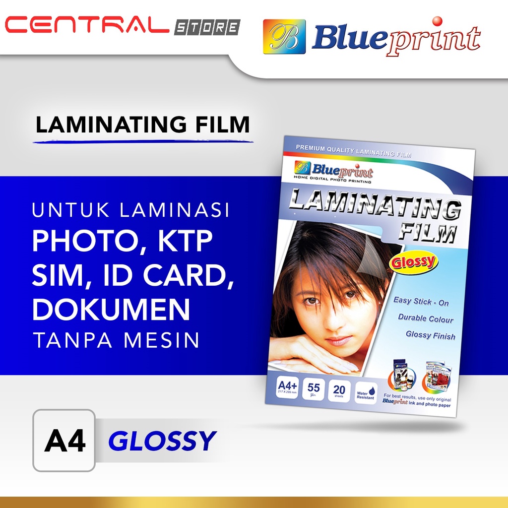 

Kertas Laminating BLUEPRINT Photo Paper Film Glossy A4 20 lembar coating Kertas Foto