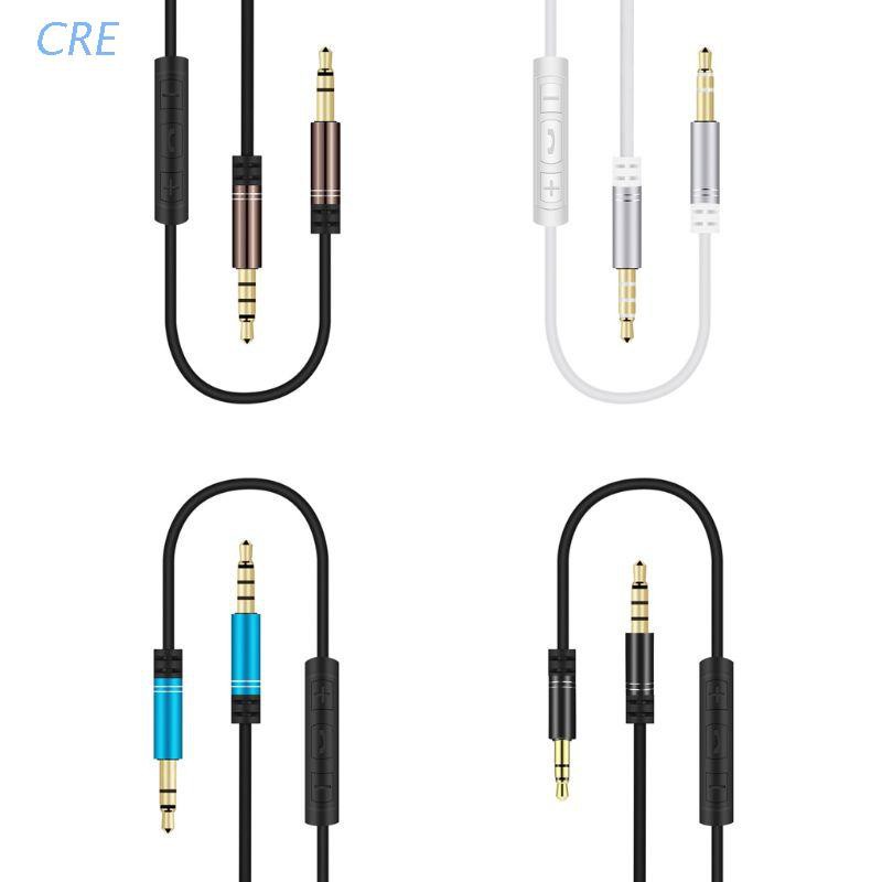 CRE  3.5mm Jack Audio Cable 1.2m Stereo Aux Plug Cord With MIC Speakerphone In-Line Volume Control For Car Cellphone Tablet Speaker Headphone