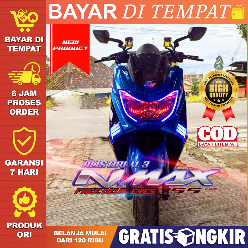 LAMPU ALIS DRL BONUS DEVIL EYES NMAX V3 AKSESORIS MOTOR NMAX OLD LED SENJA KOTA NMAX LAMPU ALIS VARI