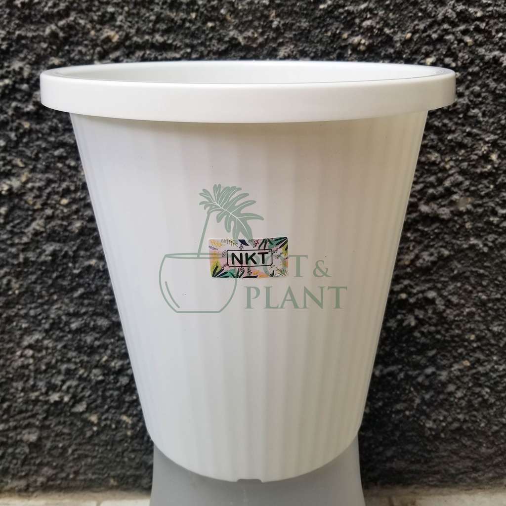Pot Plastik Tinggi NKT BOZZ 25 - Diameter 27 cm - PUTIH