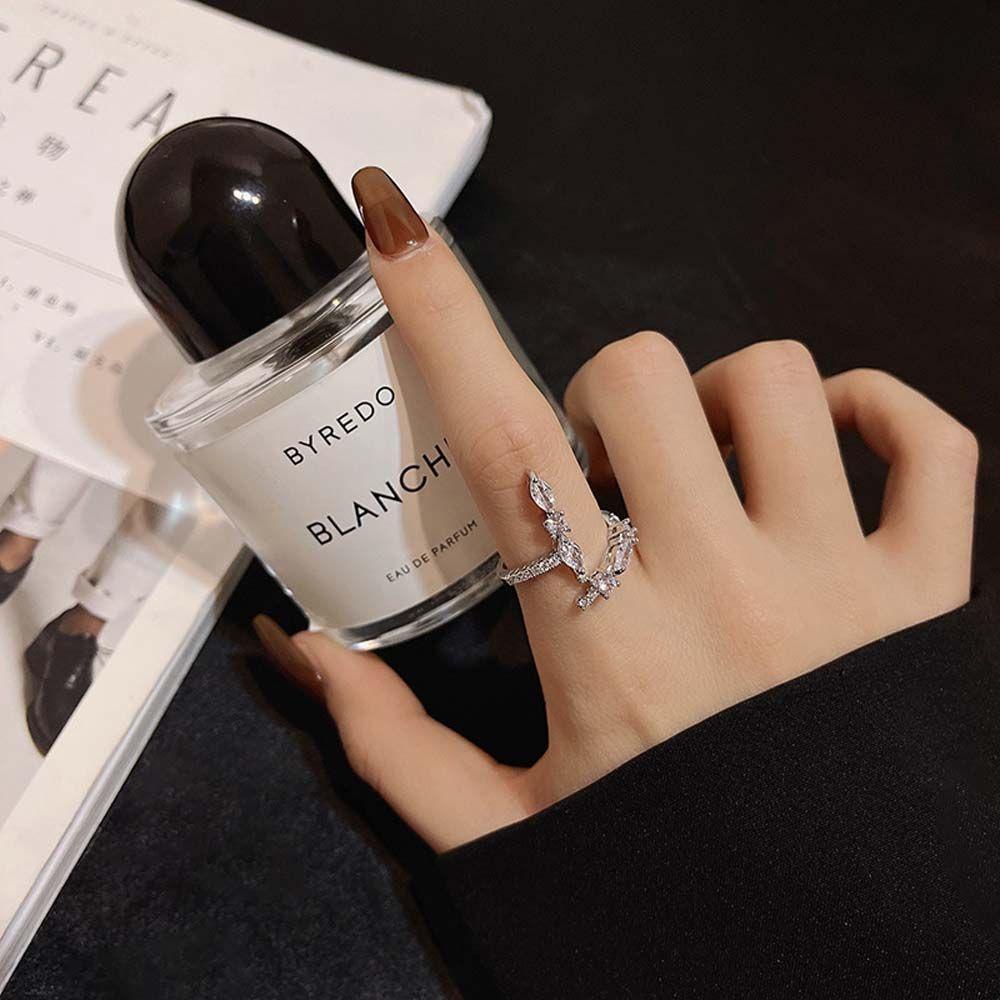 Nickolas1 Zirkon Jari Cincin Temperamen Teman Hadiah Romantis Mutiara Hati Berlian Imitasi Logam Zirkon Gaya Korea Terbuka Rings