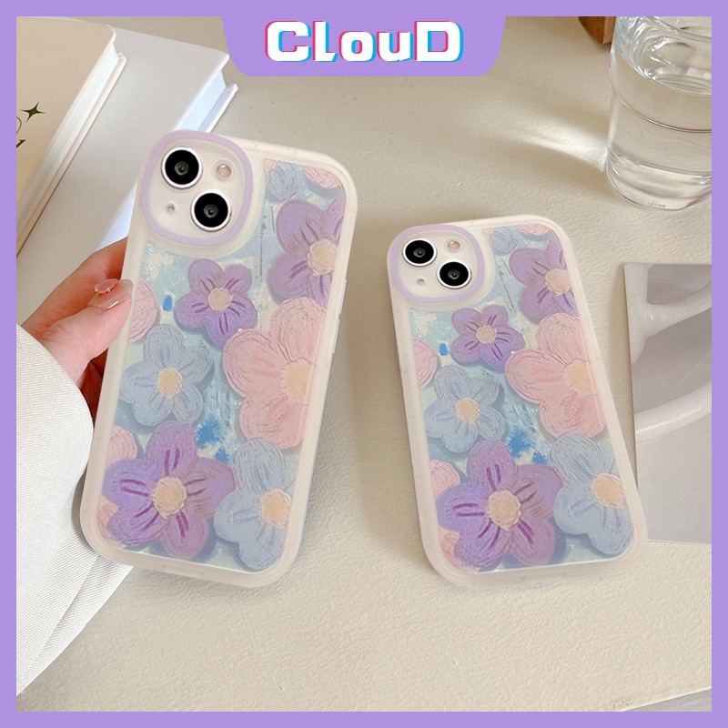 Soft Case TPU Motif Bunga Ungu Untuk Oppo A96 A76 A74 A95 A15 A16K A55 Reno 7Z 7 5 6 4F 5F A12 A54 A16 A5s A12e A9 A53 A31 A7 A1K