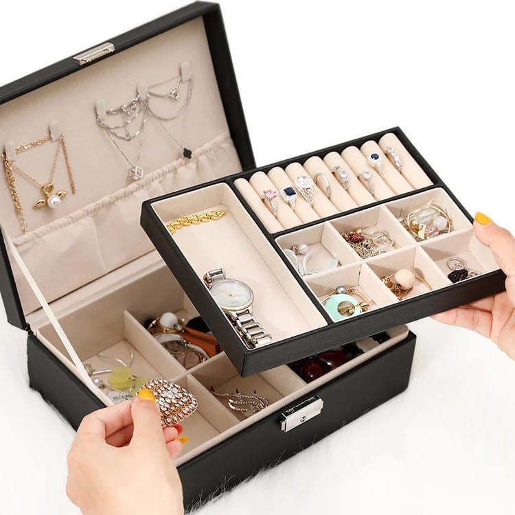 Kotak Perhiasan Kotak Cincin Kalung Tempat Penyimpanan Jewelry Box Case Anting Cincin Aksesoris Serbaguna