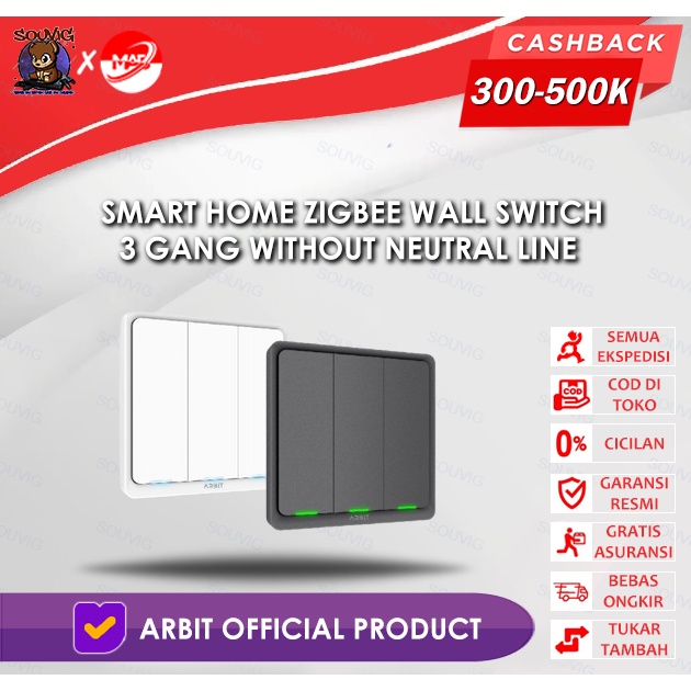 ARBIT Smart Home ZigBee Wall Switch 3 Gang Without Neutral line TUYA