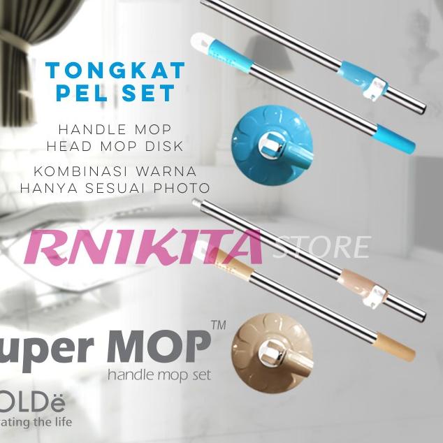 ► BOLDe TONGKAT PEL + HEADMOP - Supermop Alat Pel Tongkat Kepala Besar ◊