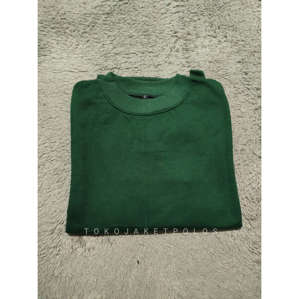 Jual SWEATER POLOS BASIC WARNA HIJAU BOTOL | Shopee Indonesia