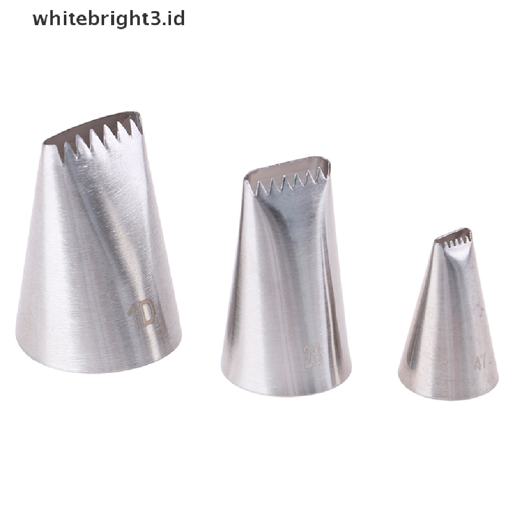 (whitebright3.id) 3pcs / Set Spuit Piping Stainless Steel Bentuk Keranjang Anyam Untuk Dekorasi Kue