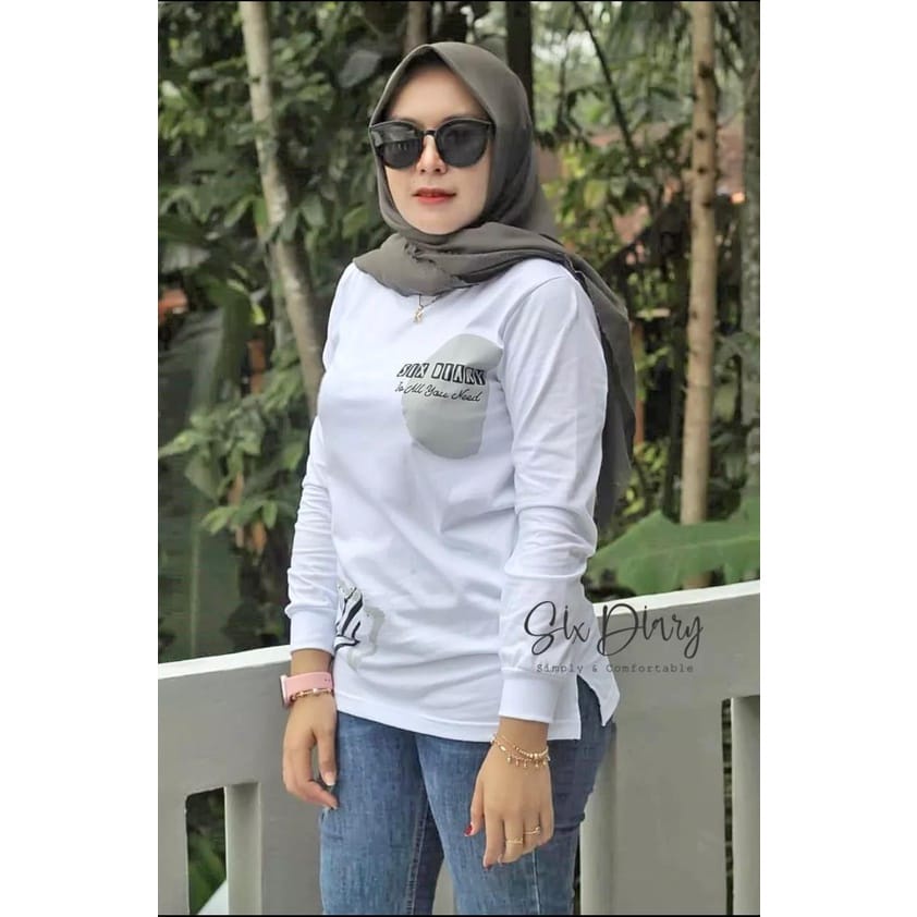 SWEATER STG PUTIH / SWEATER LENGAN PANJANG / KAOS WANITA / BAJU KEKINIAN