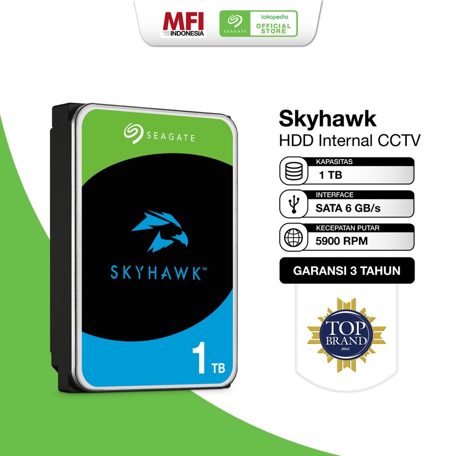 Harddisk Internal Seagate 3.5&quot; 1TB Skyhawk Surveillance SATA3