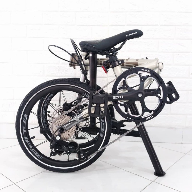 New Sepeda Lipat Element Troy X 9 Speed Cream Colour Terbaru Gen 4 2020