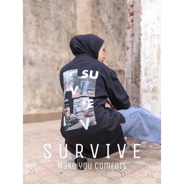 tunik survive oversize hitam live