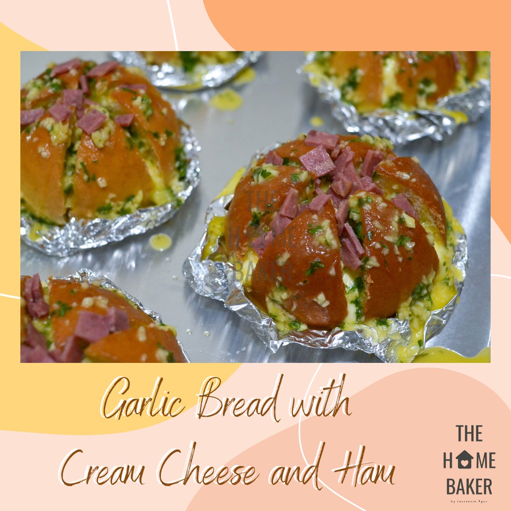 

Garlic Bread with Cream Cheese (Topping Beef Ham / Chicken Sausage) by The Home Baker