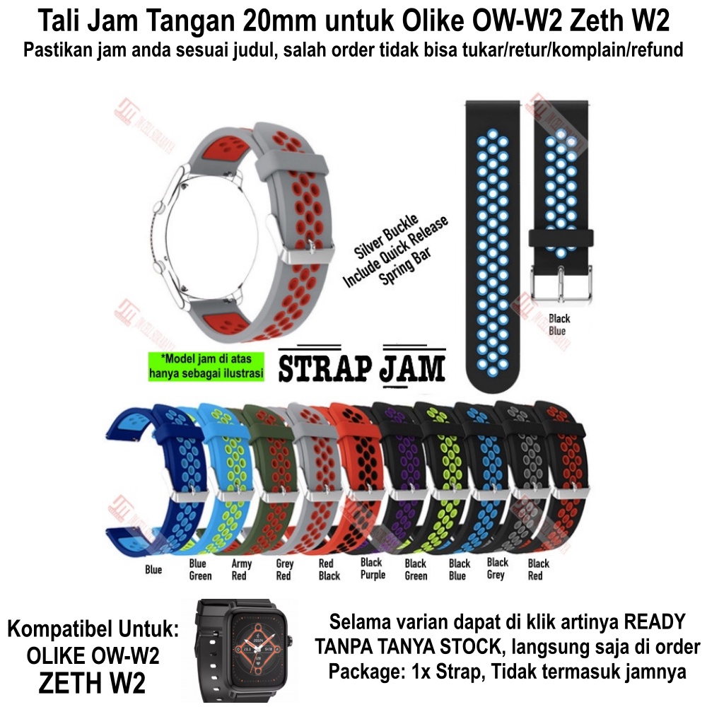 NSB Tali Jam Olike OW-W2 Zeth W2 - Strap 20mm Silikon Lubang Lubang Untuk Olahraga