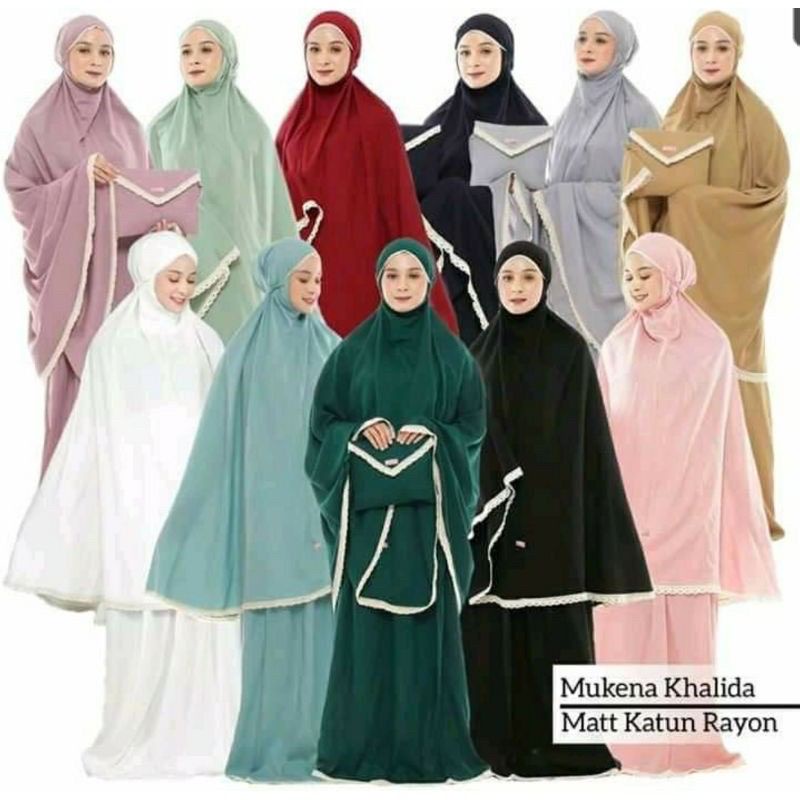 Mukena dewasa katun rayon traveling jumbo renda free tas