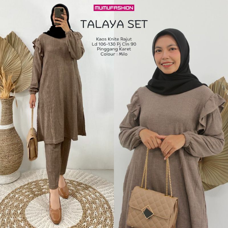 Setelan celana wanita kaos rajut jumbo premium TALAYA SET by Mumu fashion hijab solo