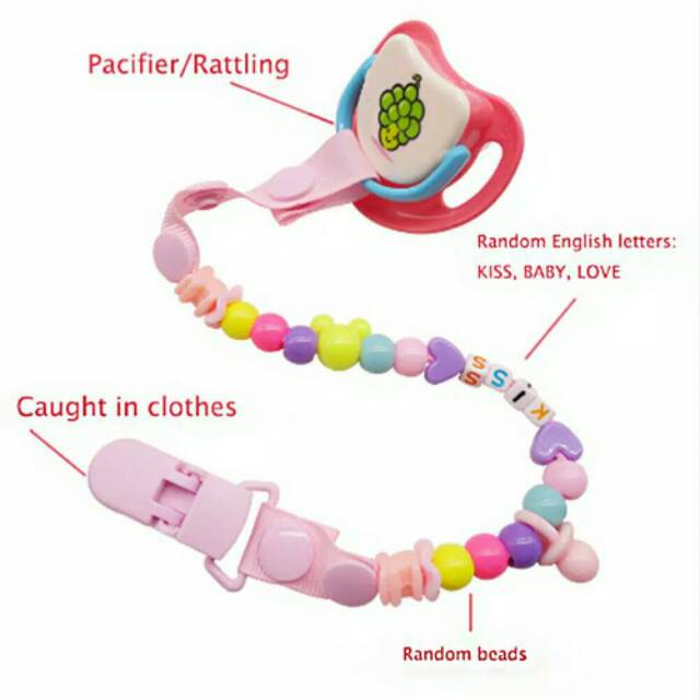 Pacifier Holder Chain Gantungan Empeng Tali Dot Penjepit Dot Bayi Klip Dot Buah Rantai Dot