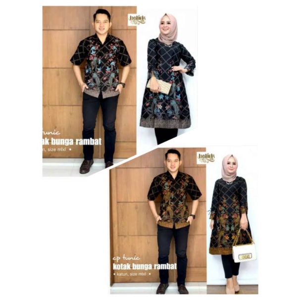 Tunik Bunga Salur atasan batik modern kasual kerja kondangan elegan