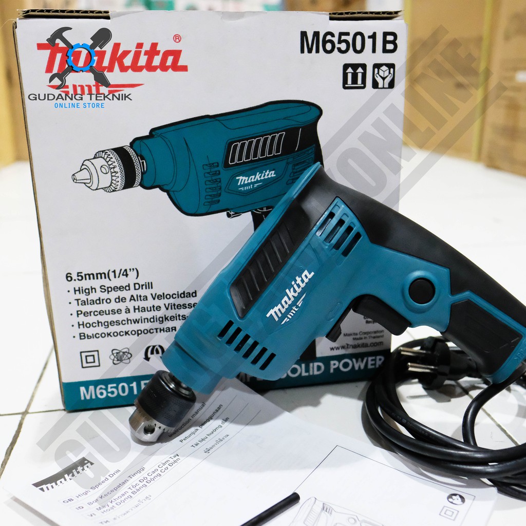 Mesin Bor Tangan 6.5mm Makita M6501B / Mesin Bor Listrik Makita M6501B