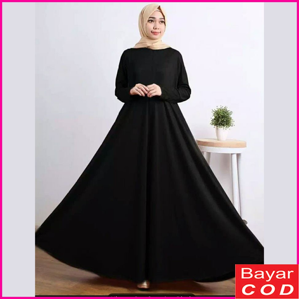 Gamis Syari Jersey  Polos Premium  Jumbo