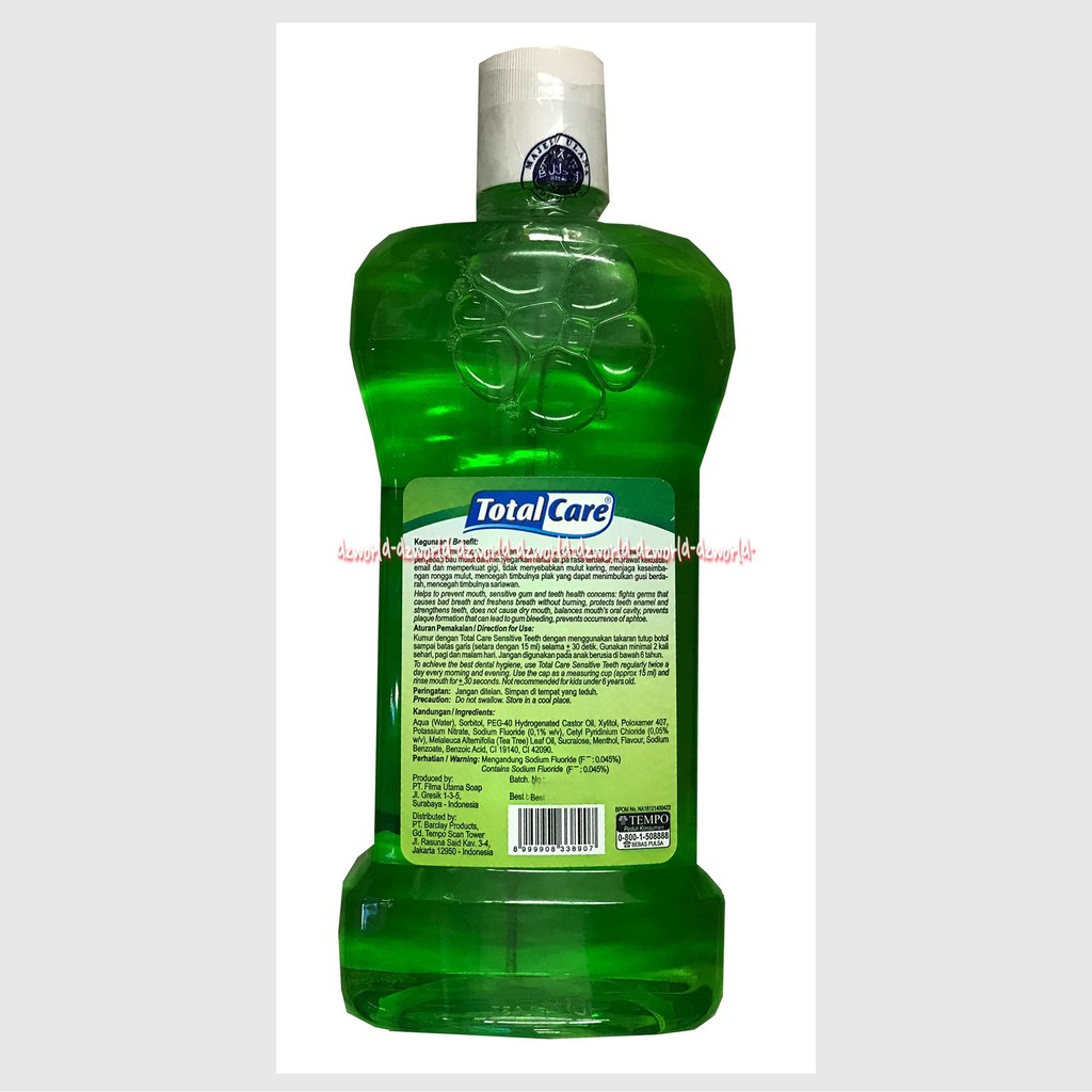 Total Care Cool Mint Lemon Herbs 250ml Sensitive Spark 8Protection Antiseptic Mouthwash Obat Kumur tTtalcare