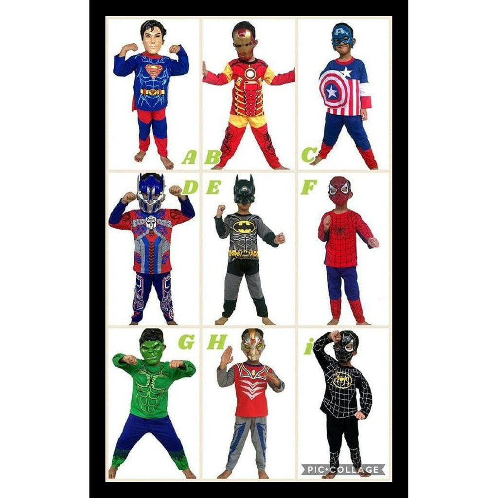 | Baju Topeng Anak - Baju Kostume Superhero + Topeng - Baju Superhero |