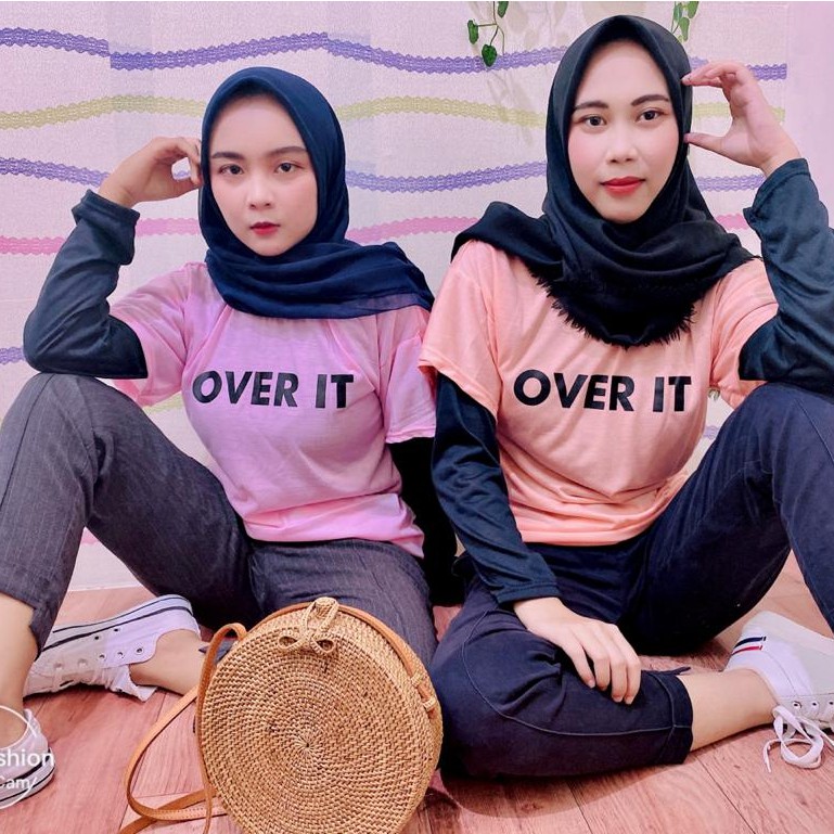 Atasan baju oversize OVER IT warna LILAC bahan spandex