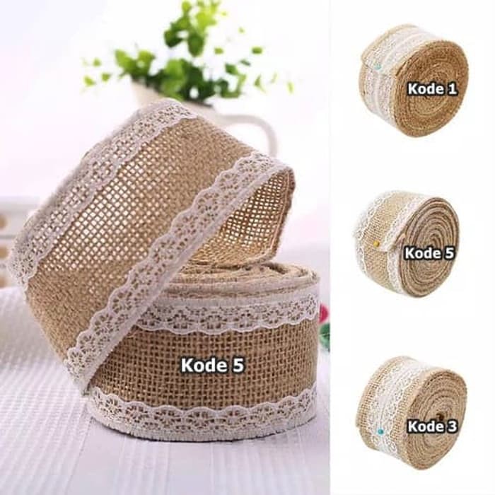 

JUAL MURAH Pita Burlap 2 Meter Renda Lace Vintage Decor Kain Goni Craft Import