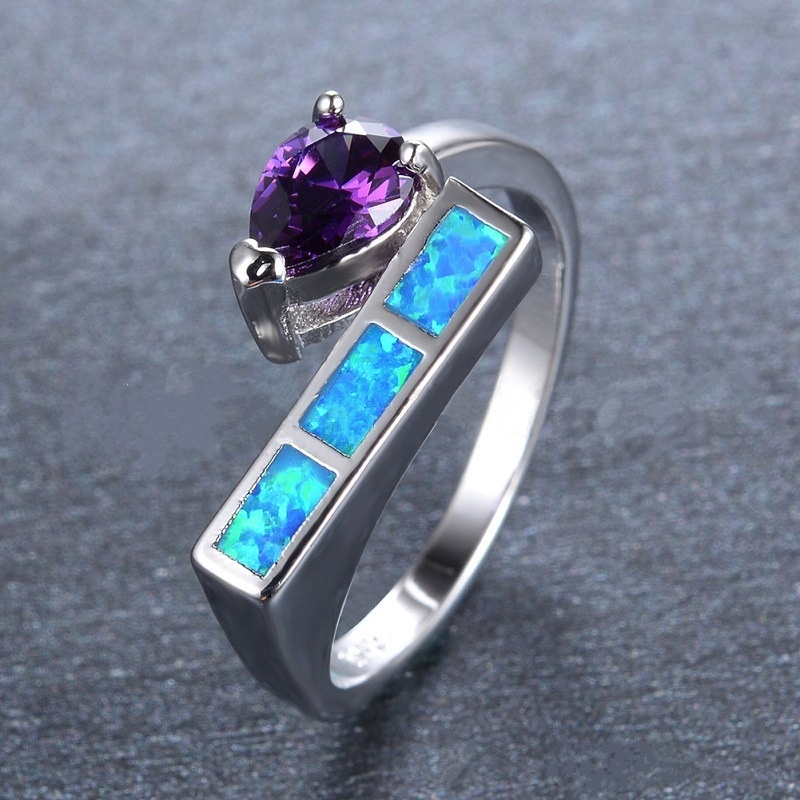 New European and American fashion women's ring cross-border long love opal ring