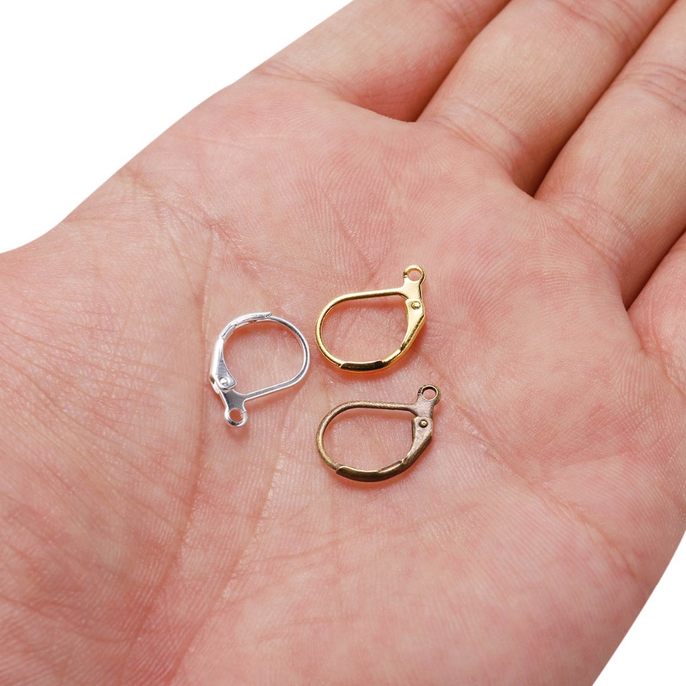 20pcs / Lot Kait Anting Hoops Ukuran 15x10mm Warna Silver Gold Untuk Membuat Perhiasan Diy