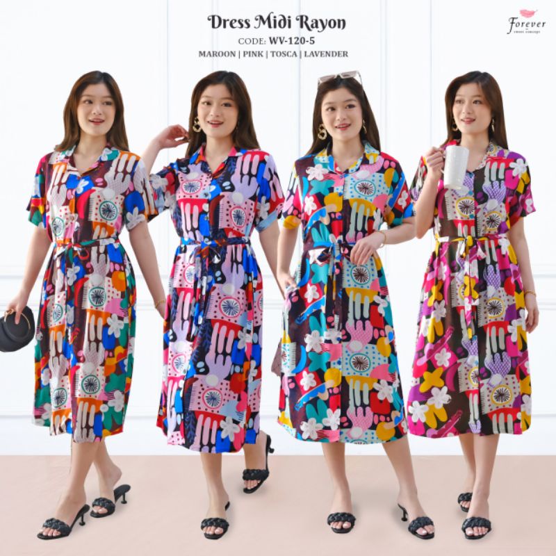 DRESS MIDI RAYON FOREVER SWEET BLACK LABEL