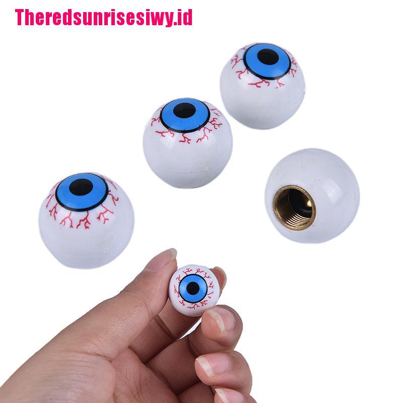 【Theredsunrisesiwy.id】4PCS New Eyeball-Shaped Valve Caps For Metallic Plastic Bikes &amp; Cars Wheel Tyres