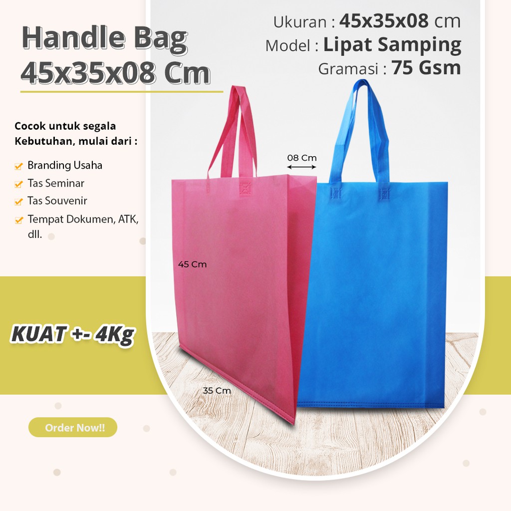 

[GROSIR] TAS SPUNBOND DOKUMEN HANDLE BAG JUMBO TAS SPUNBOND LIPAT SAMPING 45X35X8