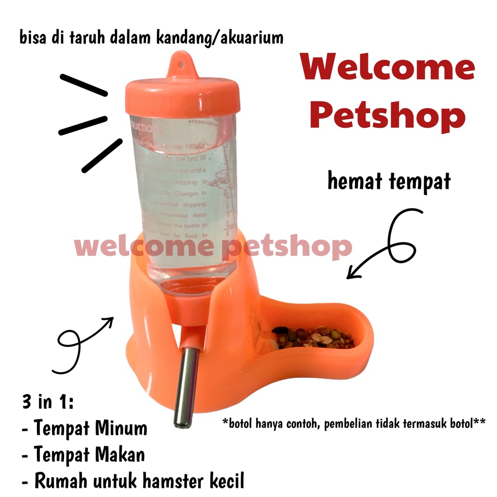 [TIDAK TERMASUK BOTOL] Sweet 3 in 1 Standing Kit / Tempat Makan dan Minum / Rumah Hamster